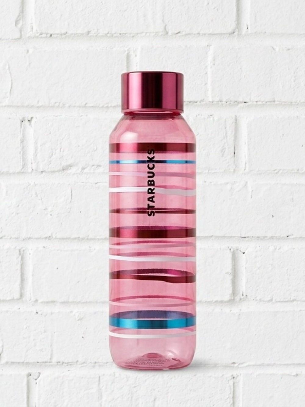 Starbucks 2023 Spring Striped Taffy Glass Water Bottle 20oz Metallic Lid NWT